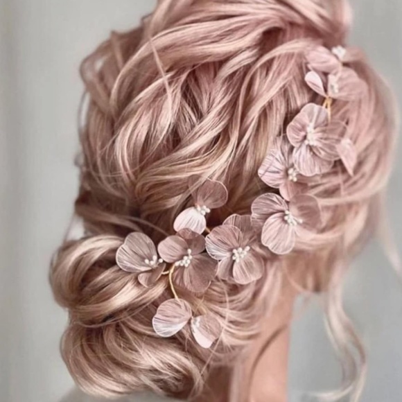 Gold pedal flower Bridal large headpiece hairpiece main image 4
